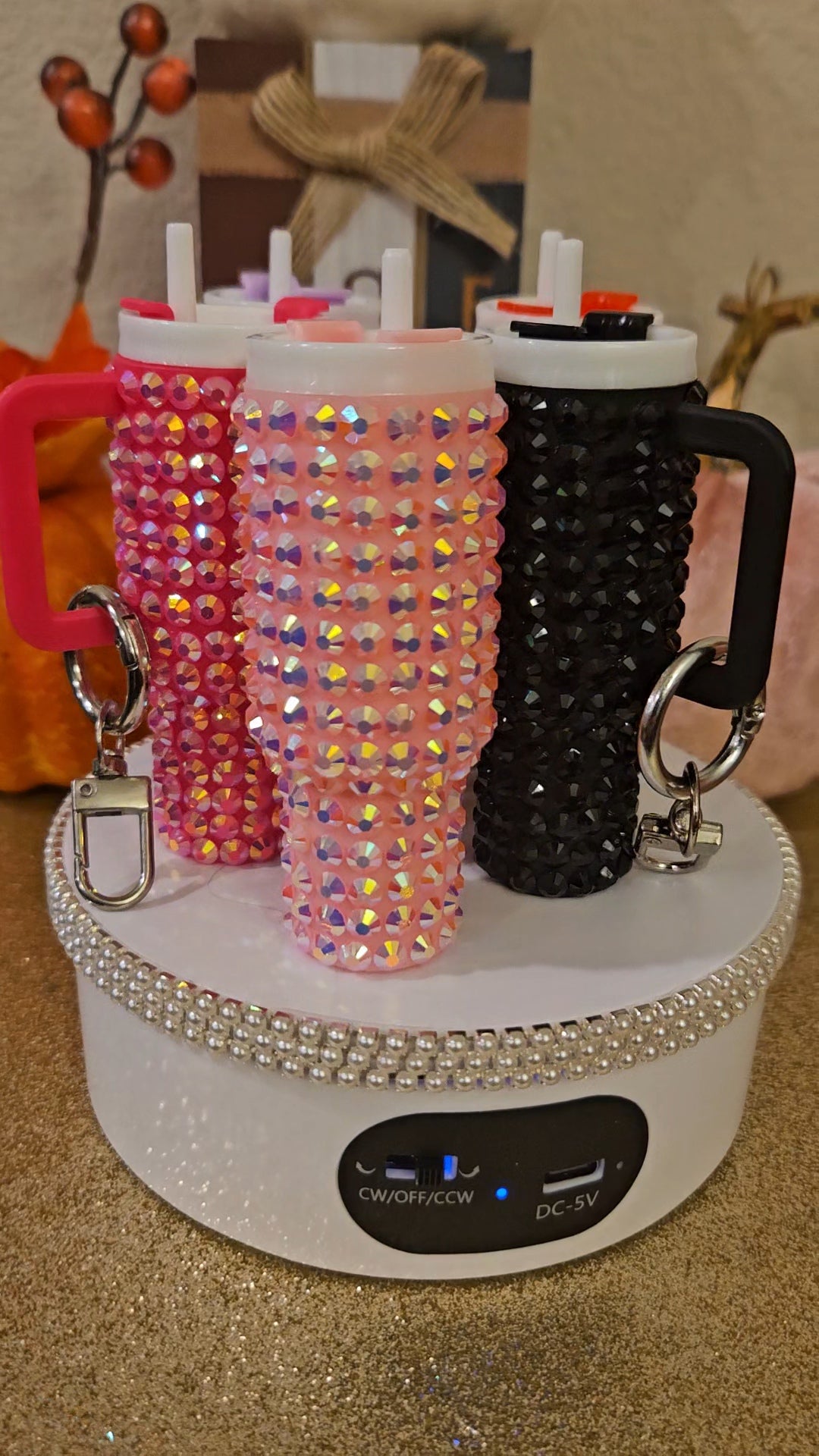 Tumbler keychain- rhinestones